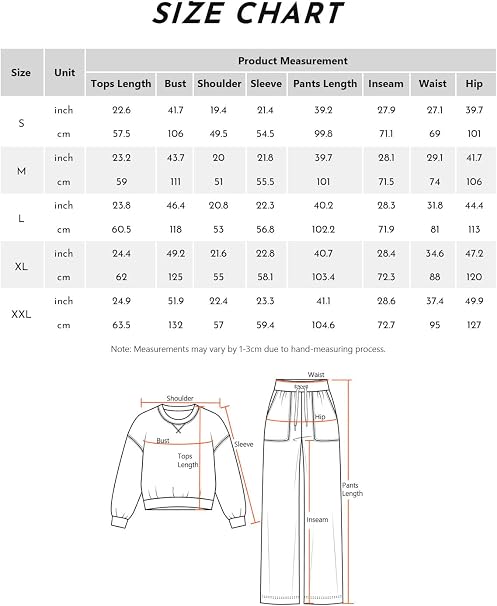 SHEKINI Women’s Lounge Wear Set – Long Sleeve Top and Matching Trousers, 2-Piece Tracksuit