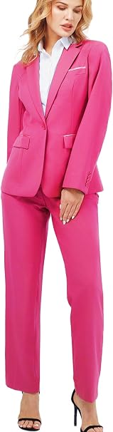 Kelyaa Women's Lapel Notches One-Button Narrow Cut Jacket Set of 2