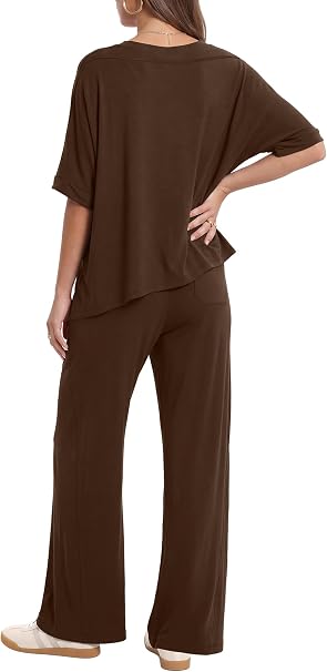 Darong Women's Short Sleeve Pant Sets Pant Sets (pack of 2)