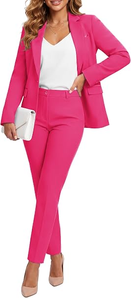 Kelyaa Women's Lapel Notches One-Button Narrow Cut Jacket Set of 2