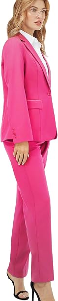 Kelyaa Women's Lapel Notches One-Button Narrow Cut Jacket Set of 2