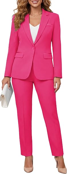 Kelyaa Women's Lapel Notches One-Button Narrow Cut Jacket Set of 2