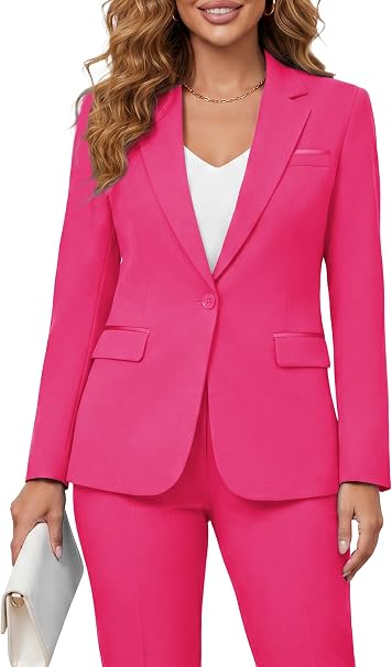 Kelyaa Women's Lapel Notches One-Button Narrow Cut Jacket Set of 2