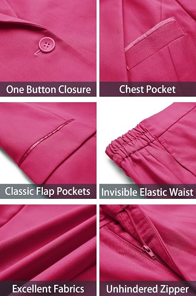 Kelyaa Women's Lapel Notches One-Button Narrow Cut Jacket Set of 2
