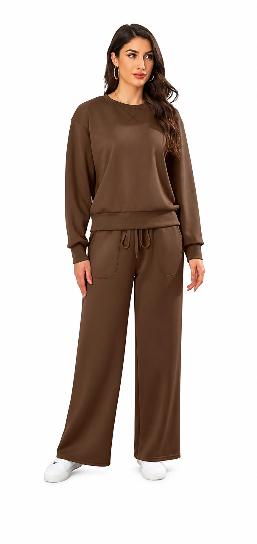 SHEKINI Women’s Lounge Wear Set – Long Sleeve Top and Matching Trousers, 2-Piece Tracksuit